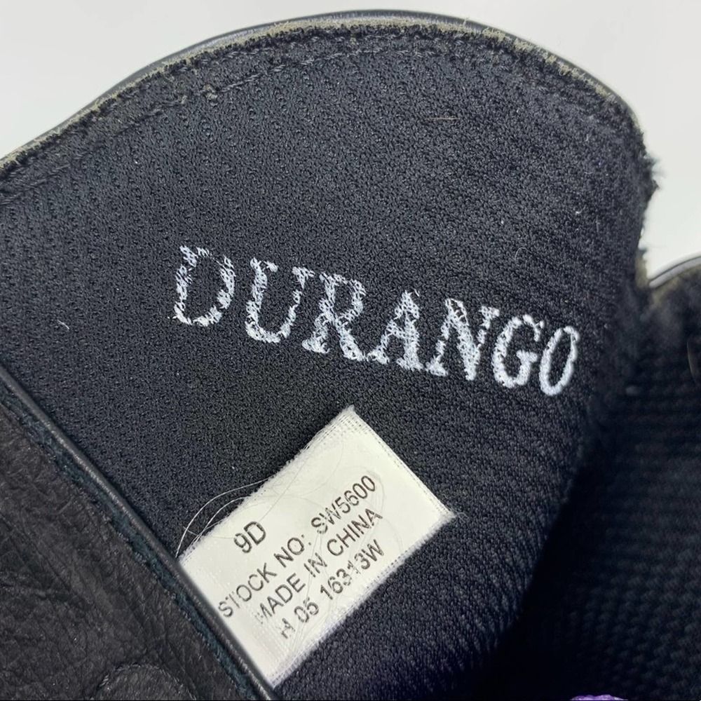 Durango Boots Black Leather Western  9 - Picture 5 of 8